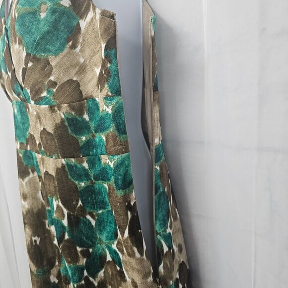 Axcess Liz Claiborne Brown Green Floral Dress Sleeveless Boho Retro M - Picture 7 of 13